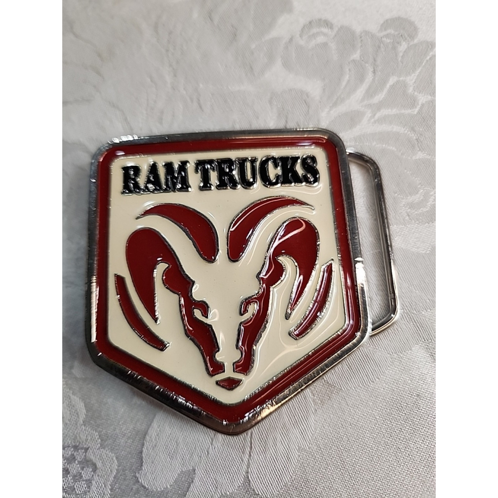 Vintage Ram Trucks Metal Belt Buckle Red and White